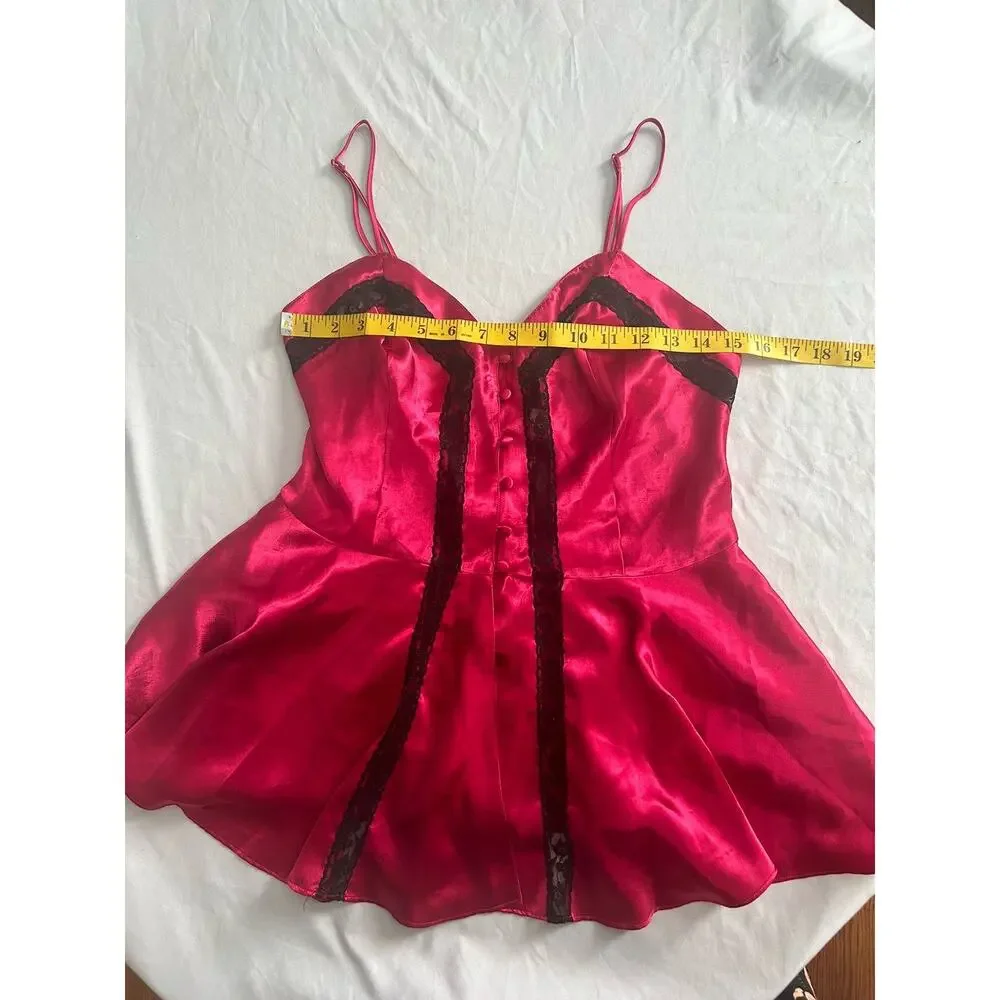 Vintage Victoria's Secret Lingerie Top Womens Size Medium Red Black Romantic - Picture 6 of 8